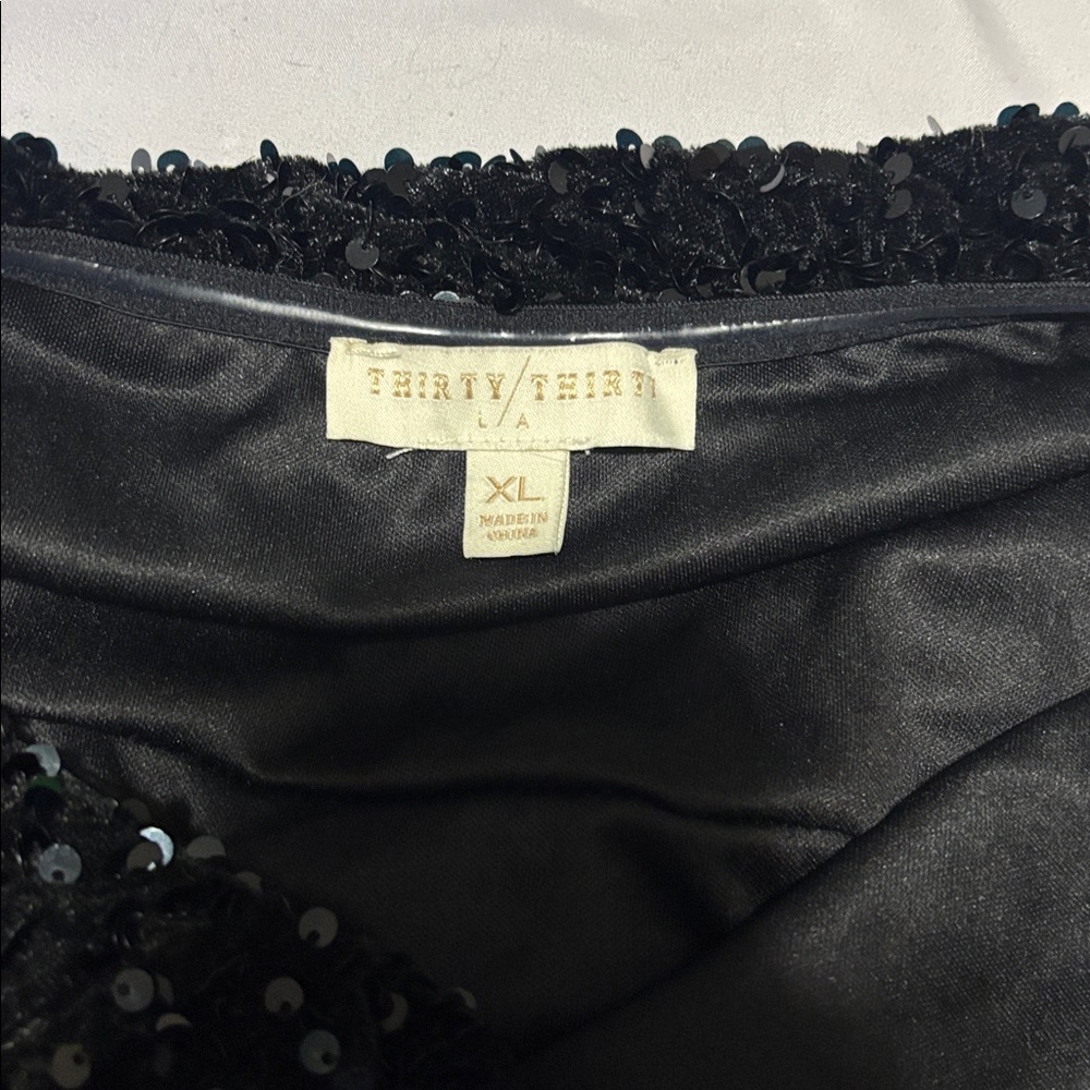 Junior's XL Thirty Thirty Strapless Sequin Mini Dress with Detachable Bow Black - Picture 3 of 3